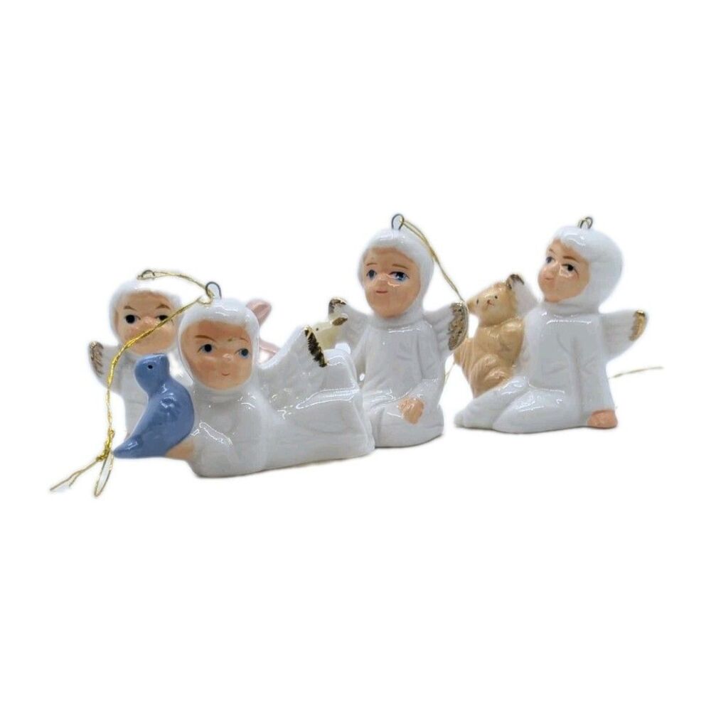 House Lloyd 4 Angels Animals Porcelain Christmas Around The World Ornaments